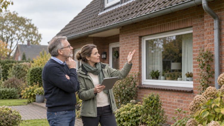 Beratung zum energetischen Zustand eines Einfamilienhauses – KI-generiertes Symbolbild