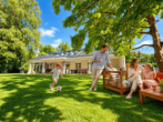 Haupthaus Terrassenansicht 2 - Ihr schönstes Kapitel beginnt hier: Exklusives Anwesen mit Gästehaus und privatem Gartenparadies.
