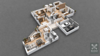 3D-Grundriss-Erdgeschoss - Ihr schönstes Kapitel beginnt hier: Exklusives Anwesen mit Gästehaus und privatem Gartenparadies.