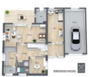 3D-Grundriss EG. Lunden - Viel Raum, viel Garten, viel Zukunft – Zusammen wohnen. Für sich sein. Ein Zuhause mit viel Platz.