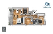 3D-Grundriss-Whg.04 - Exklusiver Panoramablick. 3-Zimmerwhg. mit Südterrasse und direktem Meerblick am Schönberger Strand.
