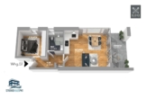 3D-Grundriss-Whg.02 - Exklusive Ferienwhg. in 1. Meeresreihe | 2-Zimmer plus Terrasse | Ferienvermietung | Neubau | JUWEL